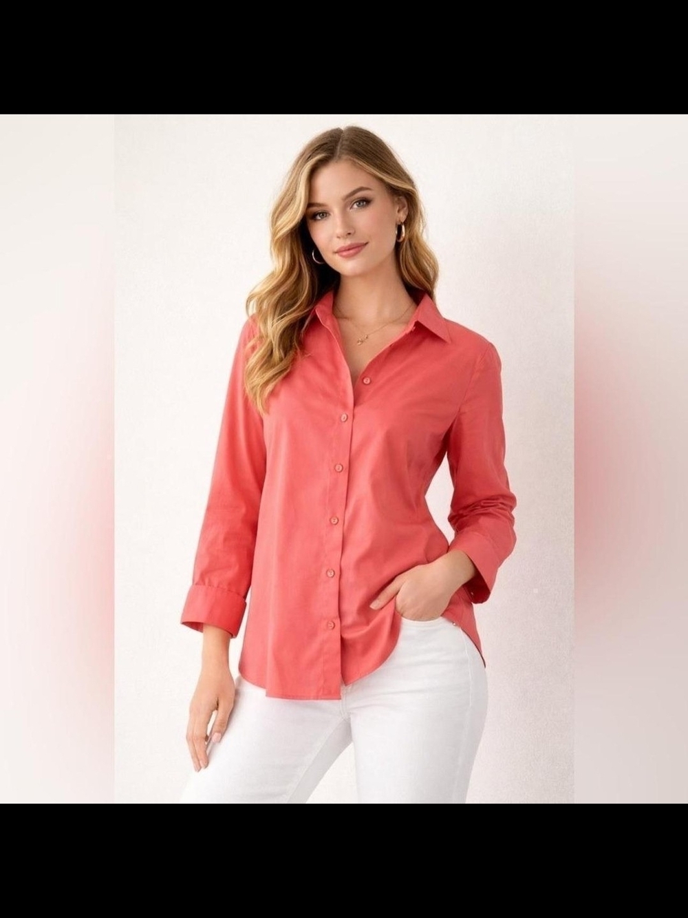 Chico's Coral Button-Down Shirt